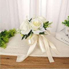 Silk Rose Wedding Bouquet with Ribbon