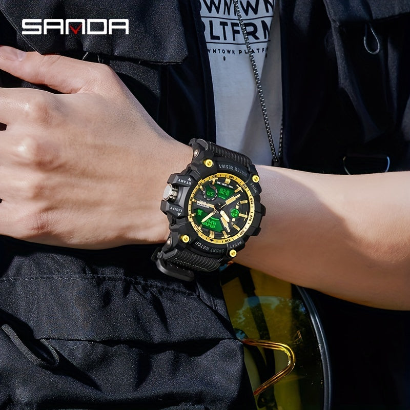 SANDA Waterproof Mens Watch Boys Watch Multifunctional Glow Diving Watch
