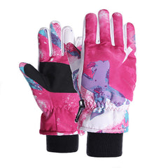Kids Ski Gloves Waterproof & Non Slip Thickened for Outdoor Riding