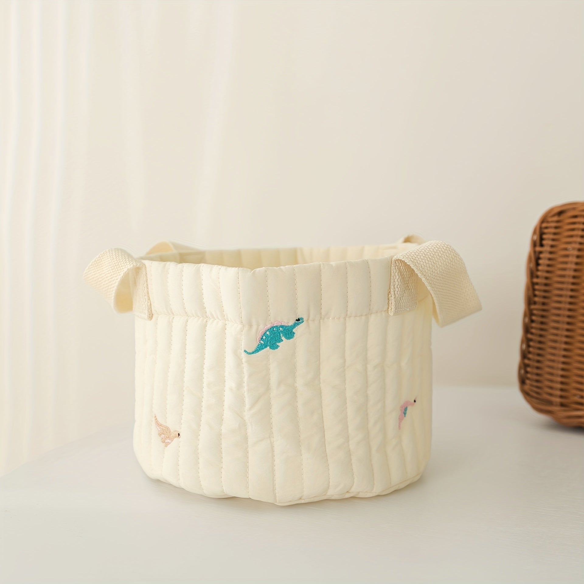 Embroidered Bears Rabbits & Dinosaurs Storage Basket