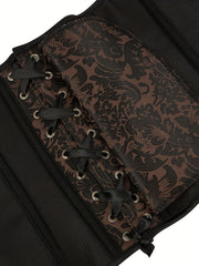 Floral Jacquard Grommet Lace Up Underbust Corset