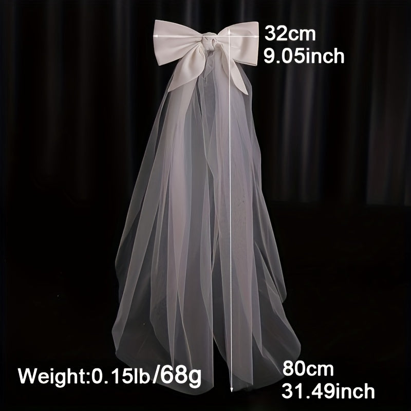 Bridal Veil Lace Tulle Wedding Bridal Veil +Bowknot