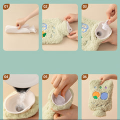 Large Embroidery Plush Cloth Cover Hot Water Bag