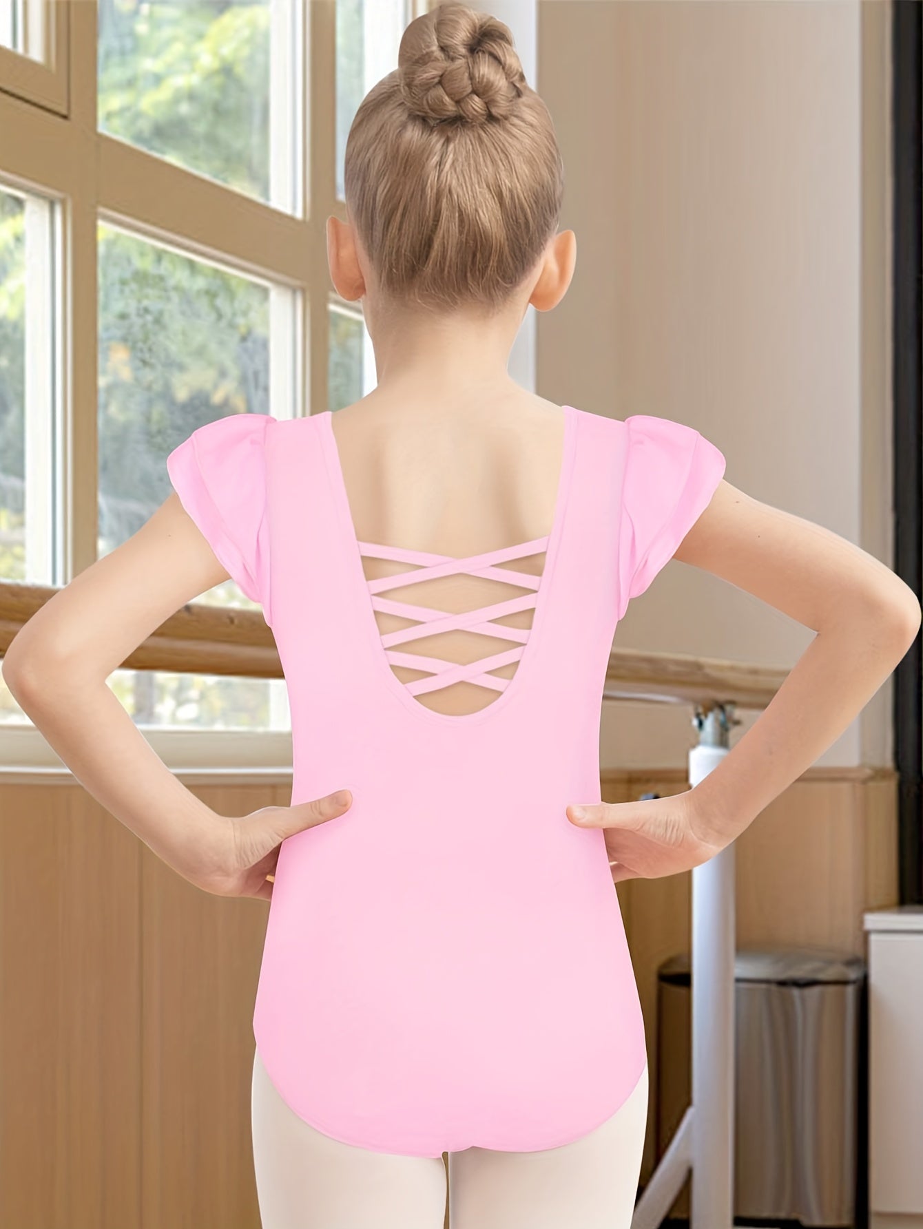 Girls Flutter Short Sleeve Ballet Leotard 95% Cotton