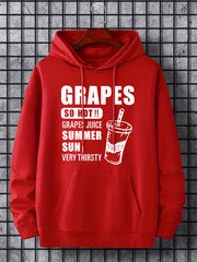 Grapes & Drinks Print Hoodie Men's Graphic Pullover Sweatshirt