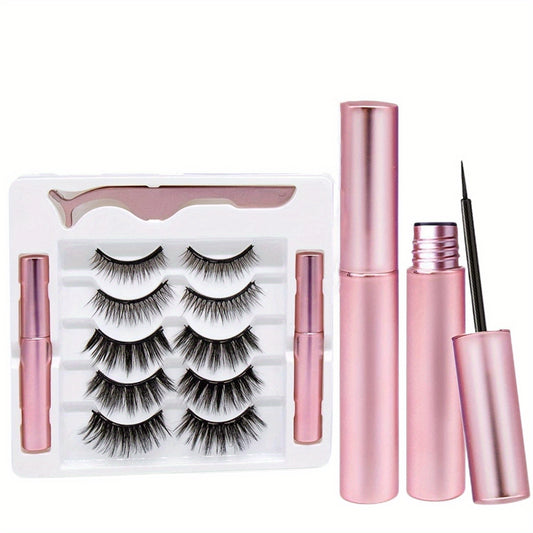 Magnetic Eyeliner And Lashes Kit - Reusable Lashes 5 Pairs