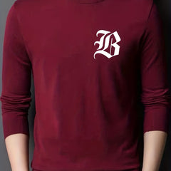 Men's Crew Neck Knitted Sweater, Warm Mid Stretch Pullover for Fall Winter