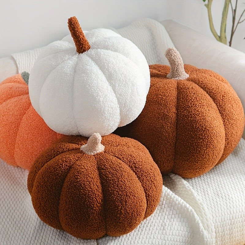 3D Fluffy Pumpkin Plush Pillow Realistic Animal Vibrant Colors for Halloween