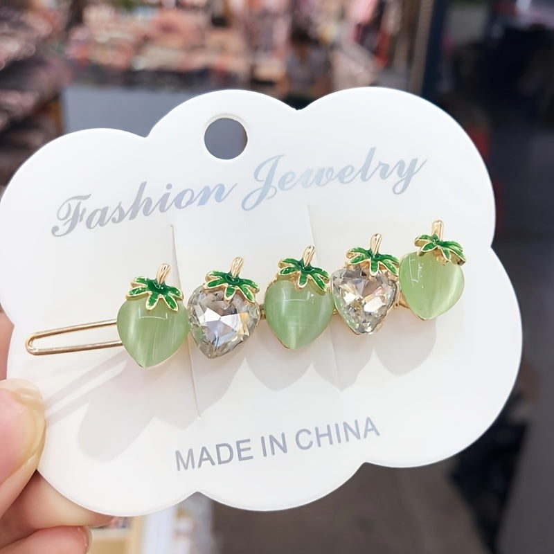 Crystal & Strawberry Hairpin Sweet Clip