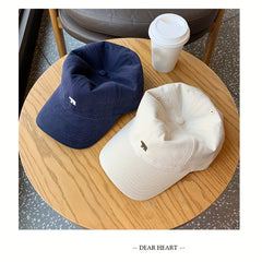 Polar Bear Embroidered Washed Cloth Baseball Cap Unisex Sunshade Denim Hat