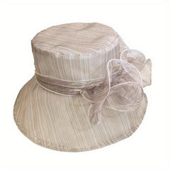 Mesh Flower Derby Hat Organza Bucket Hats Travel Beach Hat Women