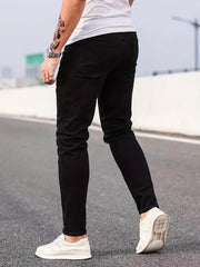 Men's Slim Fit Ripped Jeans High Stretch Denim Pants