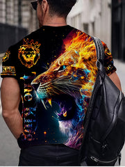Lion 3d Print Men's Short Sleeve T-shirt Graphic Tee Men's Summer Clothes