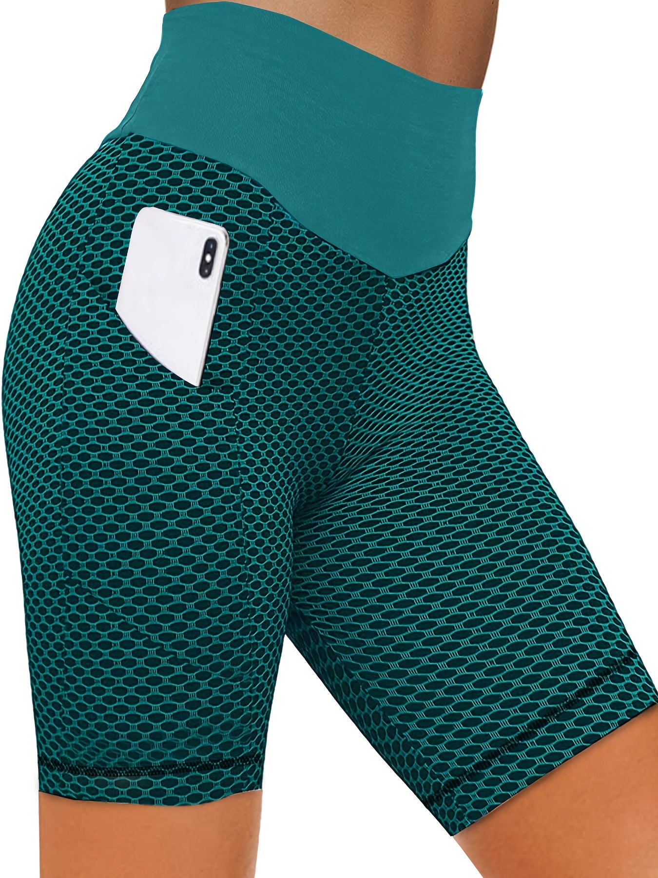 Mesh High Waist Butt Lifting Shorts With Pockets for Fitness Yoga