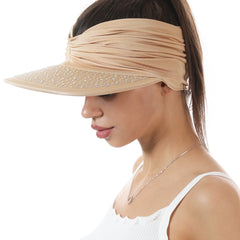 Rhinestone Ponytail Visor Cap Bright Candy Sun Hat Wide Brim Cycling Sports Base