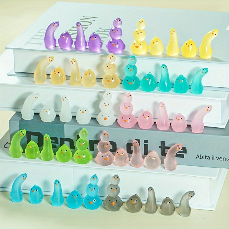 5pcs Luminous Chicken Decoration Resin Micro Landscape Ornament DIY Funny