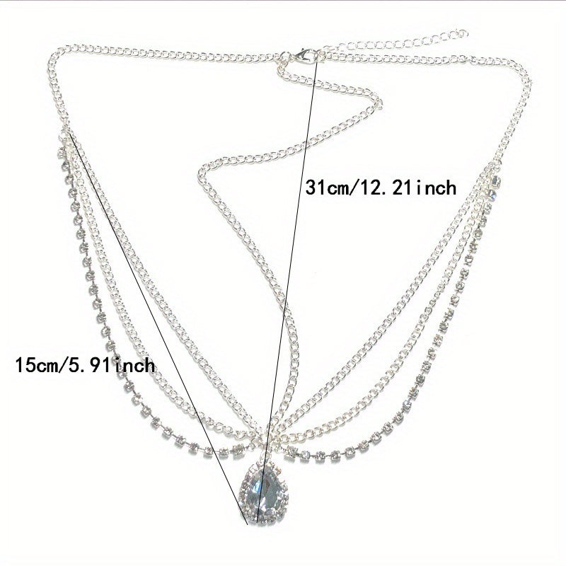 Crystal Head Chain Bride Headdress Pendant Accessory for Women
