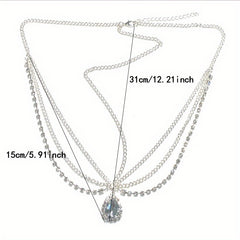 Crystal Head Chain Bride Headdress Pendant Accessory for Women