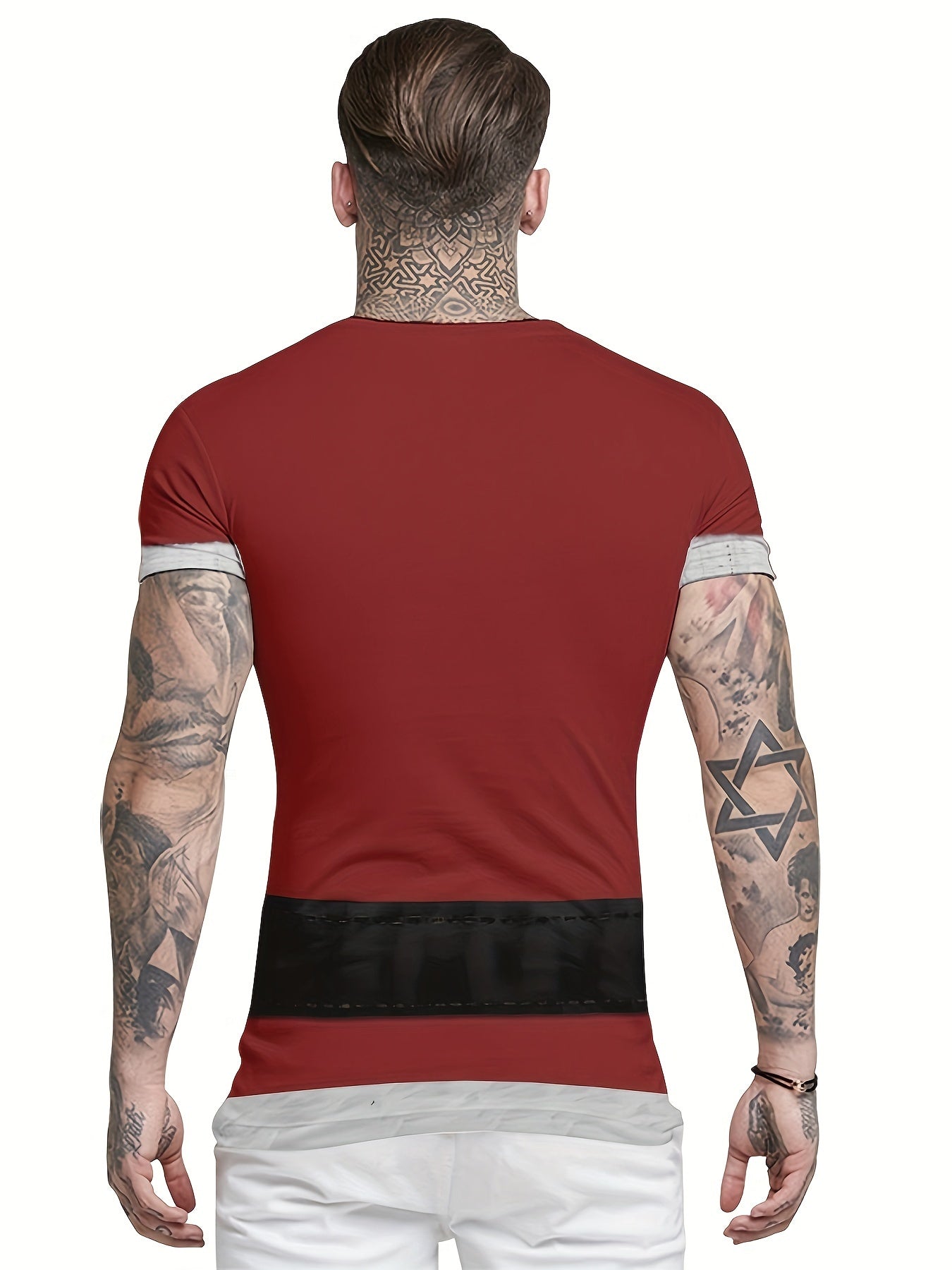 Christmas Funny Graphic Print T shirt Men's Casual Street Style Stretch