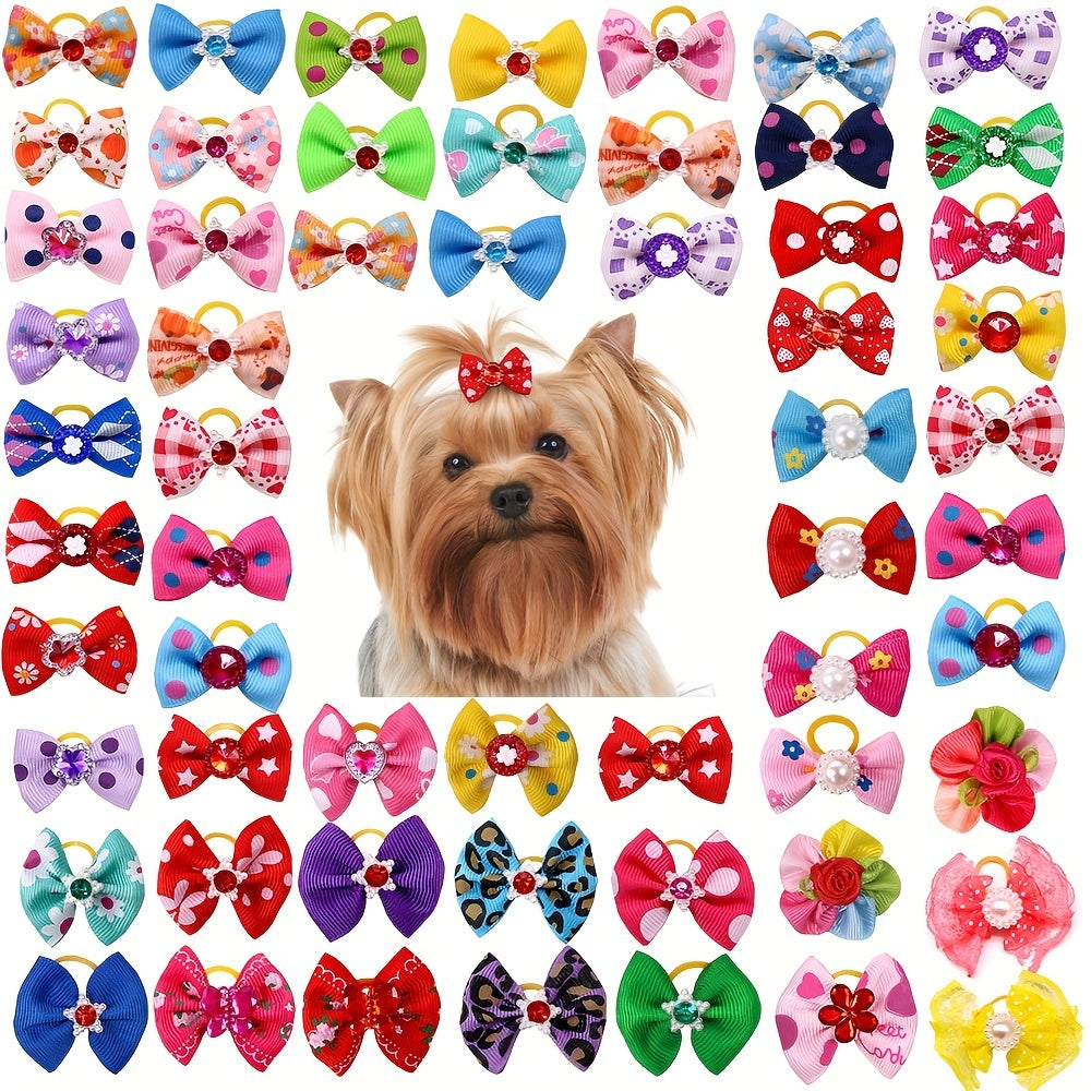 20pcs Bowknot Hair Ties for Pets - Stylish Accessories for Grooming