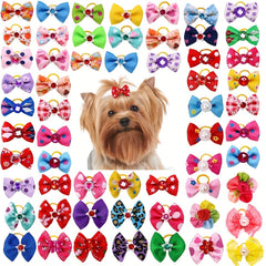 20pcs Bowknot Hair Ties for Pets - Stylish Accessories for Grooming