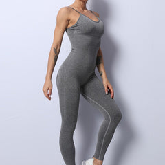 Solid Camisole Catsuit Stretchy Yoga Bodysuit Women's Activewear
