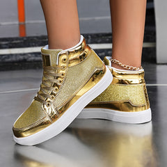 Sequin Reflective High Top Skate Shoes Glitter