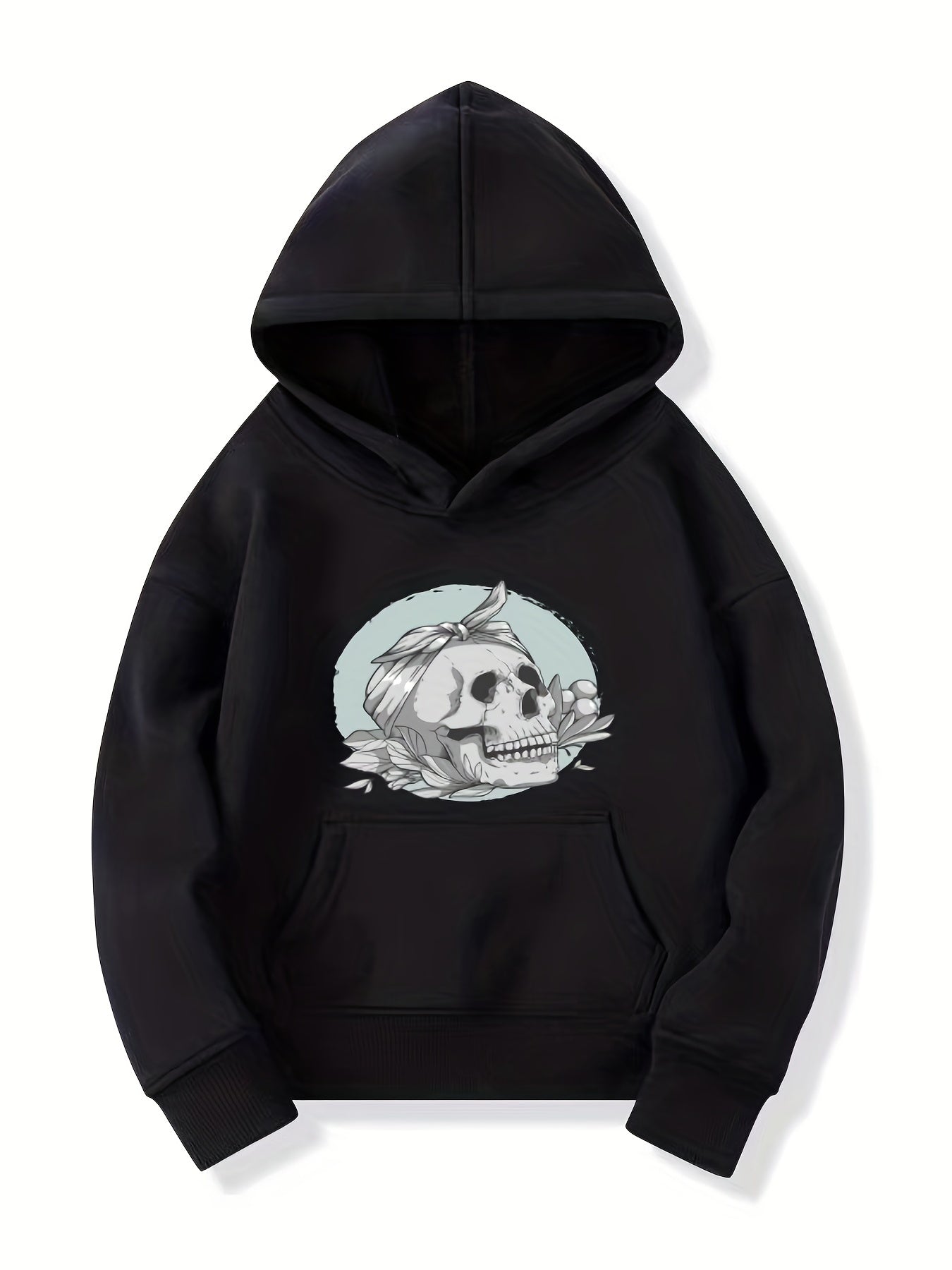 Skull Head Pattern Smart Hoodie For Girls Halloween Party Casual Long Sleeve