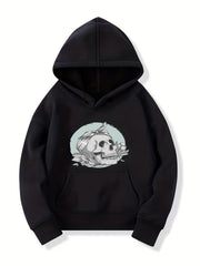 Skull Head Pattern Smart Hoodie For Girls Halloween Party Casual Long Sleeve