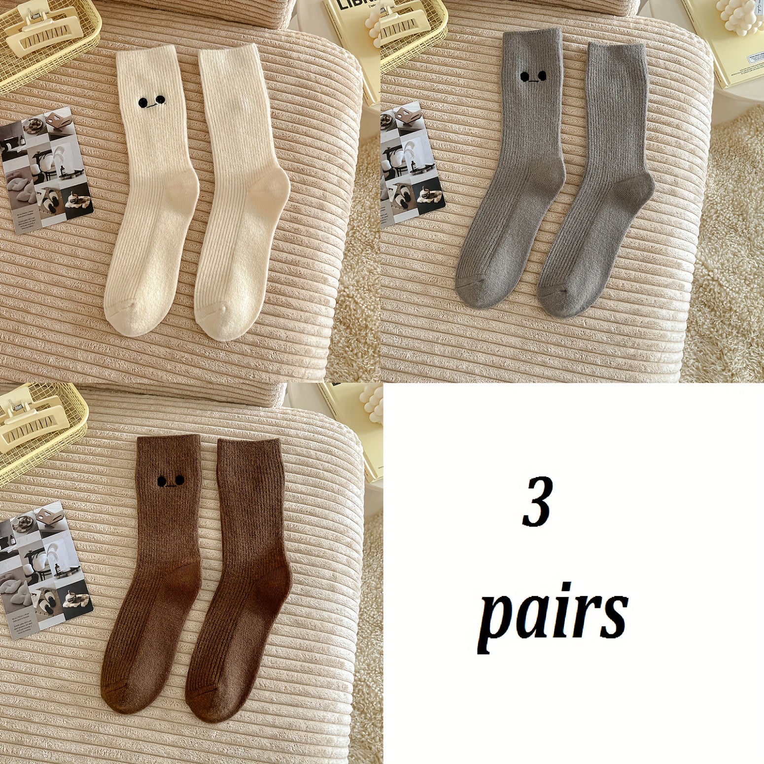 Eye Pattern Embroidered Socks - Women's Mid Tube Stockings