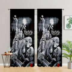 2pcs Robot Love Curtains Rod Pocket Window Drapes