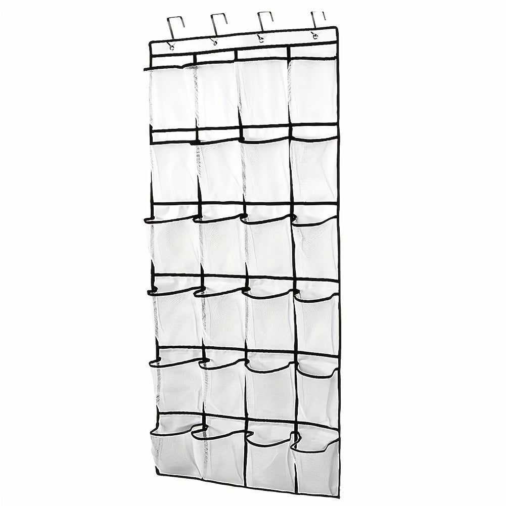 24 Grid Large Transparent Door Shoe Rack with Crystal Pocket, Wardrobe Hangers