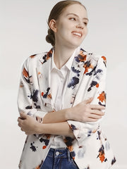 Floral Print Button Front Blazer for Office & Work Women's Clothing