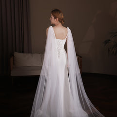 Elegant Wedding Shawl with Train for Church Ceremonies