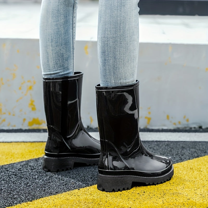 Women's Waterproof Rain Boots Anti slip Chunky Heeled Outdoor Work Boots