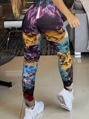 Casual Leggings Women's Plus Random Print High Rise Skinny Medium