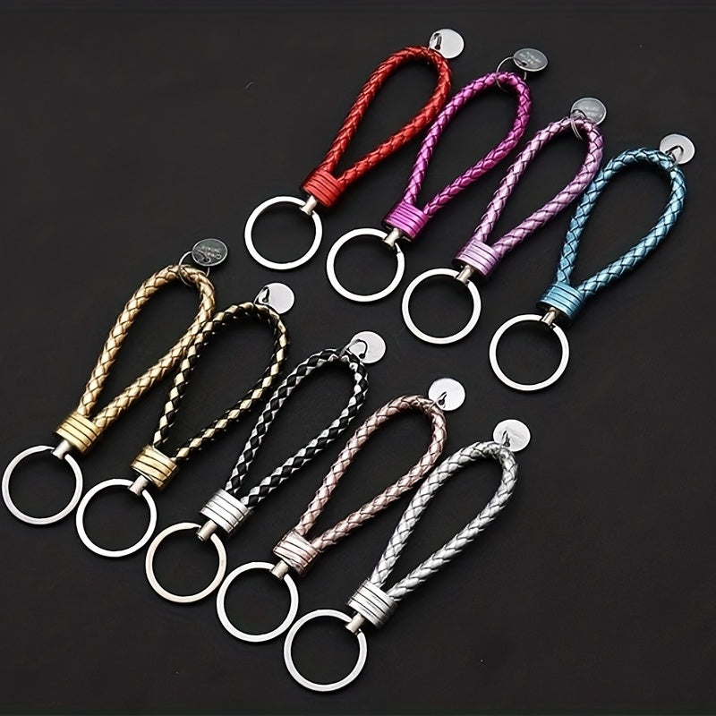 Bohemian Style Braided Leather Rope Keychain for Girls Couple Bag Car Pendant