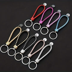 Bohemian Style Braided Leather Rope Keychain for Girls Couple Bag Car Pendant