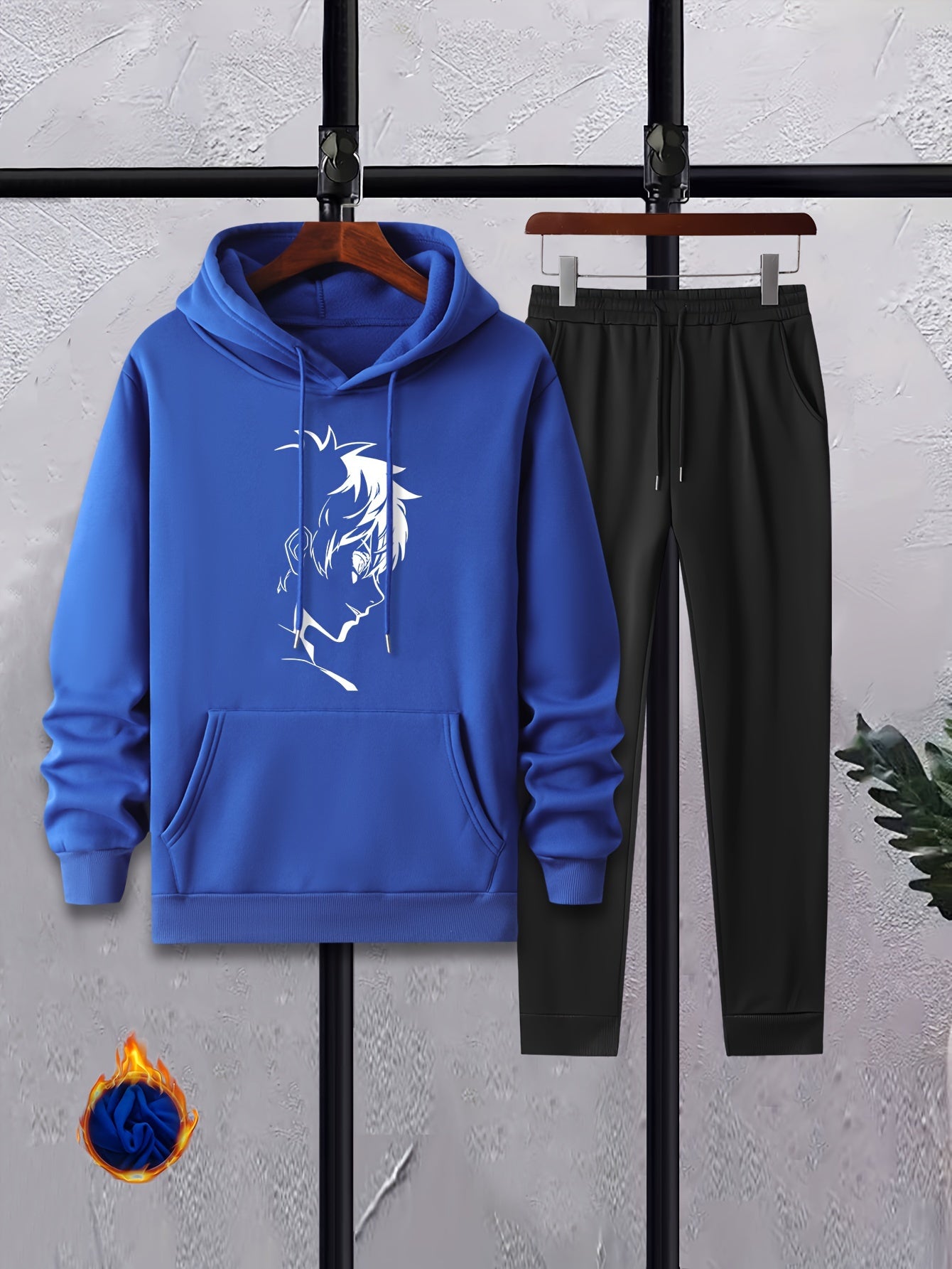 Men's Cartoon Print 2Pcs Outfit: Shirt & Hoodie Sweatshirt Joggers Set