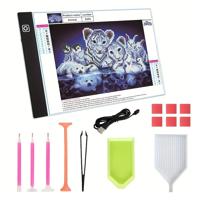 USB LED Light Pad for Diamond Painting Kits with Tools