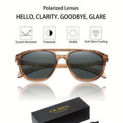 OUWEN Classic Polarized Square Aviator Sunglasses
