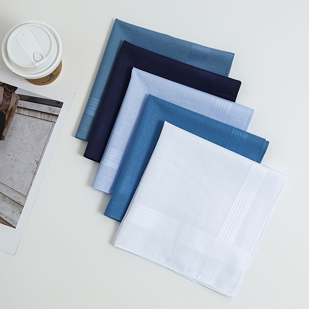 Men's Pocket Handkerchiefs 5pcs Assorted Colors Light Dark Teal Brown