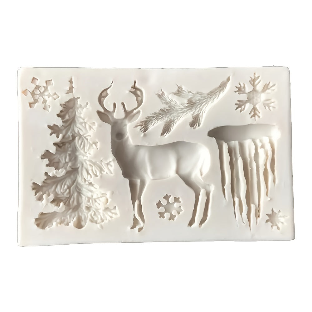 Christmas Elk Silicone Mold 3D Winter Deer Candy Chocolate DIY Baking Tool