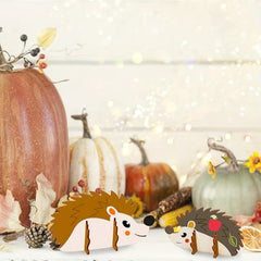 10pcs Christmas Wooden Craft Hedgehog Natural Wooden Slices DIY Crafts