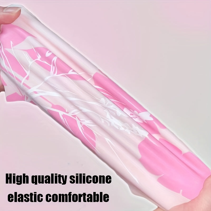 Silicone Waterproof Comfort Swimming Cap Flower Printed Elastic Swimming Cap