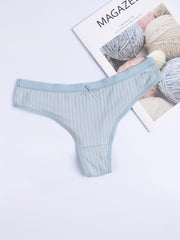 6 Pack Plus Size Ribbed Solid Thongs Women's Plus Medium Stretch Thongs