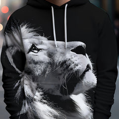 Men's Lion Pattern Hoodie Sweatshirt