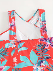 Tropical Print Halter One Piece Swimsuit