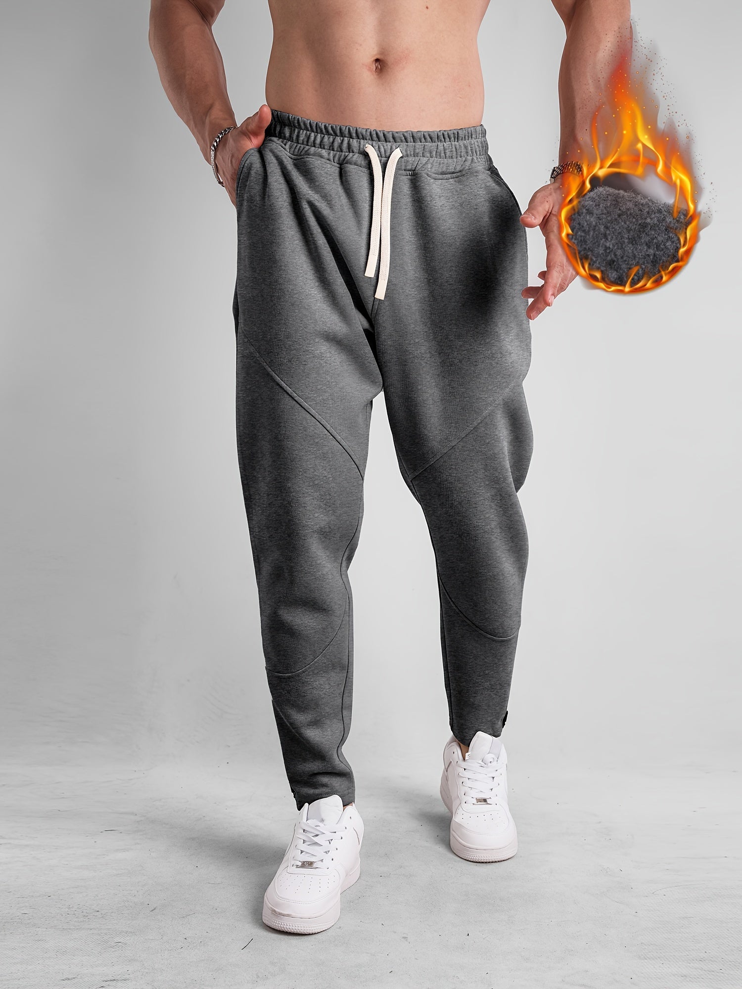 Men's Drawstring Fleece Sweatpants for Autumn Winter