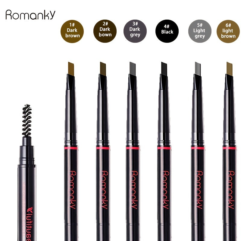 ROMANKY Eyebrow Pencils Double Headed, No Smudge, Beginner Makeup Pencils